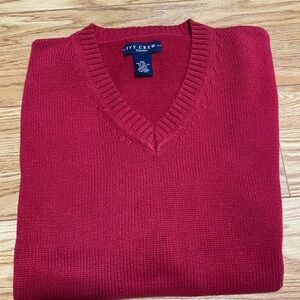 Men's Classic V-Neck Sweater - Rich Red